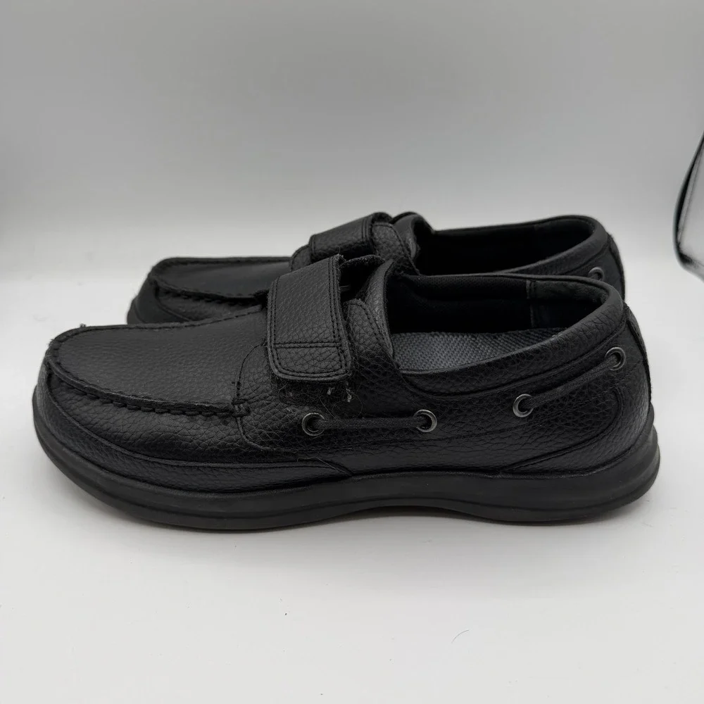 Apex Boat Shoes Mens Size 10 Medium Black Leather‎ Strap Comfort Loafers A2000M